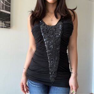 Y2K Goth Ruched Sequin Party Top – Grunge Night Out